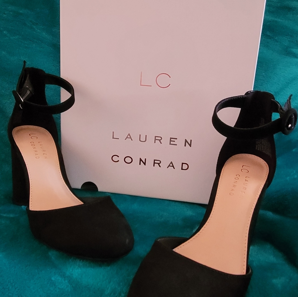 Black suede heel